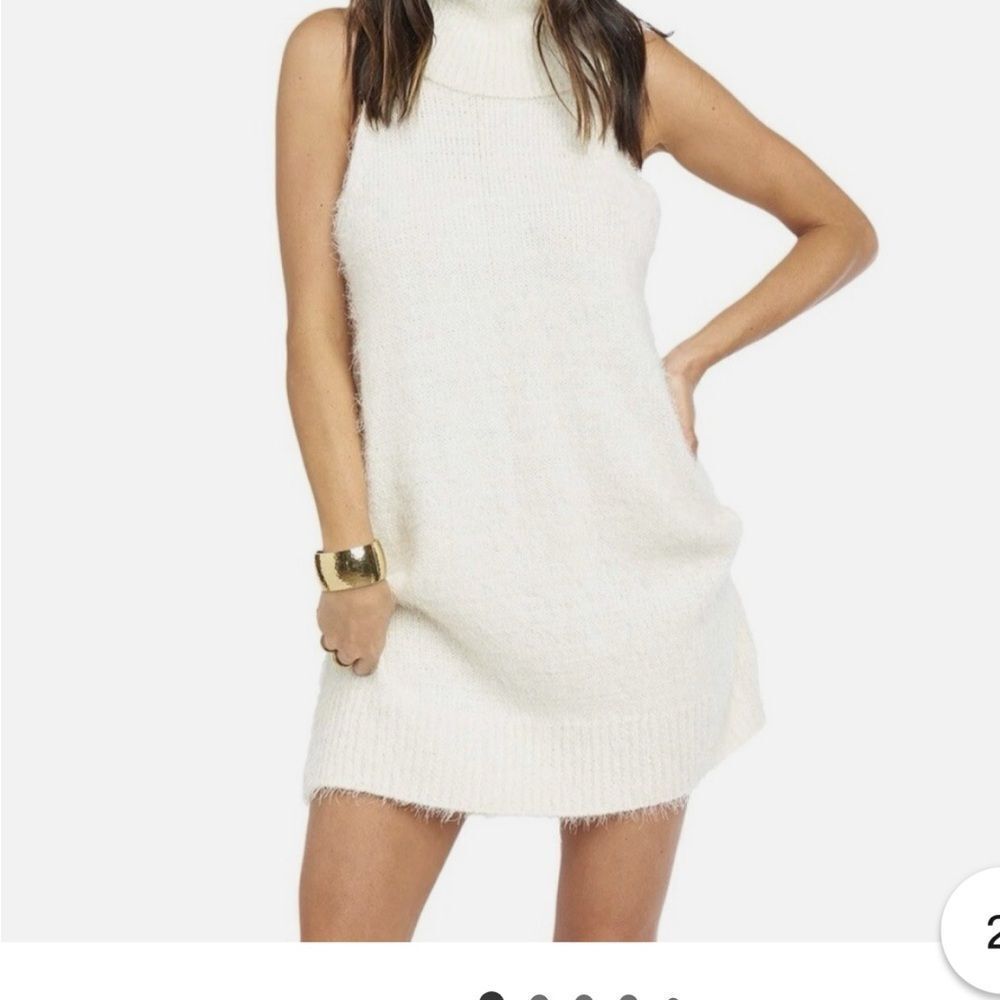 Show Me Your Mumu Cream Sleeveless Turtleneck Dress